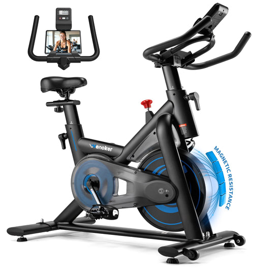 Exercise Bike for Home – 350LB Magnetic Resistance Indoor Cycling Bike, Silent Stationary Spin Bike with App Sync, Adjustable Seat, LCD Monitor, Smooth & Quiet for Cardio Workout
