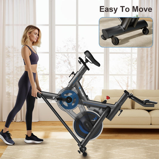 Exercise Bike for Home – 350LB Magnetic Resistance Indoor Cycling Bike, Silent Stationary Spin Bike with App Sync, Adjustable Seat, LCD Monitor, Smooth & Quiet for Cardio Workout